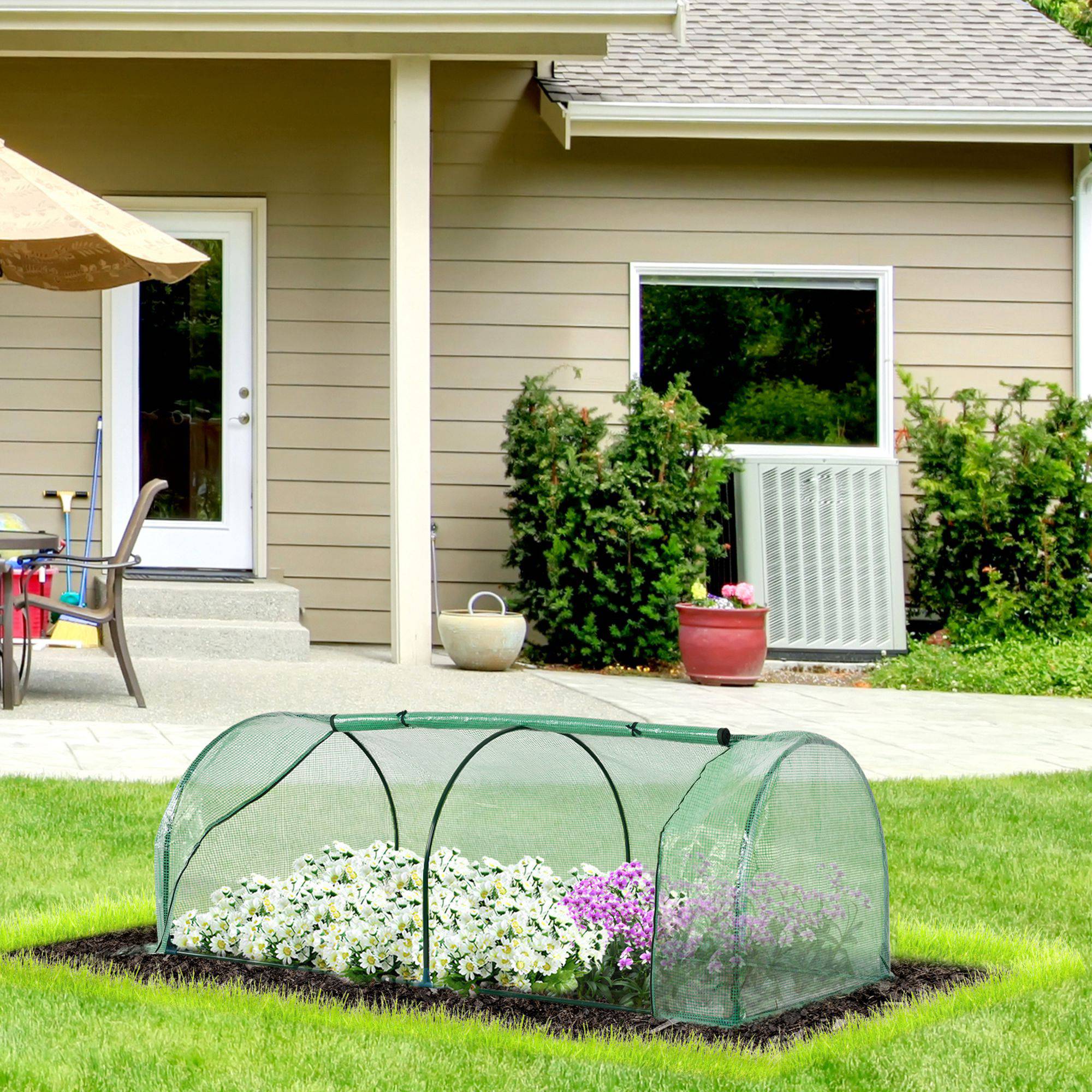 Mini serre potagère en acier pour semis protection gel et intempéries 200x100x80cm vert - ComfortXL Outdoor Living - Image 4