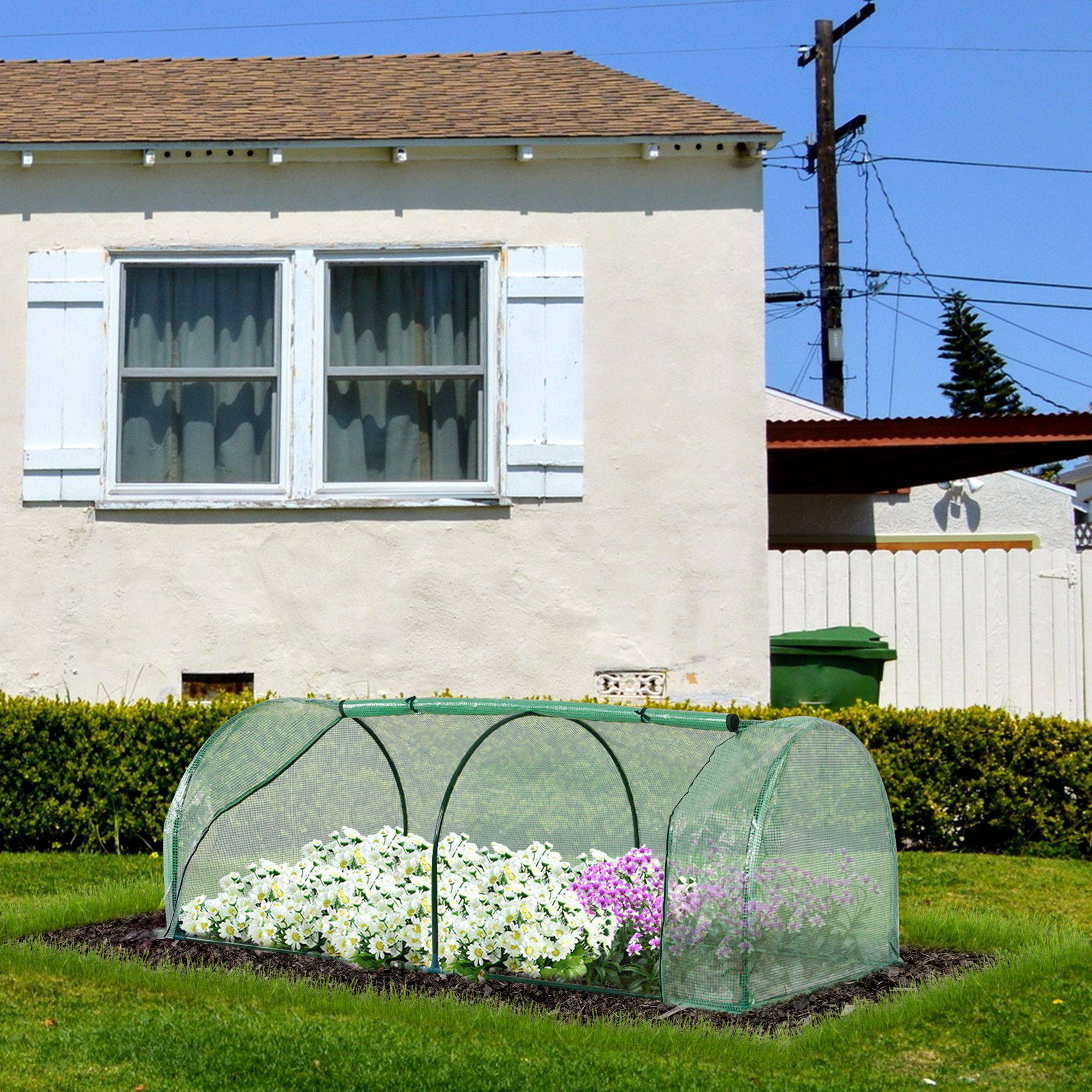 Mini serre potagère en acier pour semis protection gel et intempéries 200x100x80cm vert - ComfortXL Outdoor Living - Image 3
