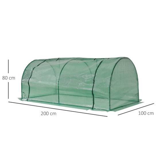 Mini serre potagère en acier pour semis protection gel et intempéries 200x100x80cm vert - ComfortXL Outdoor Living - Image 5