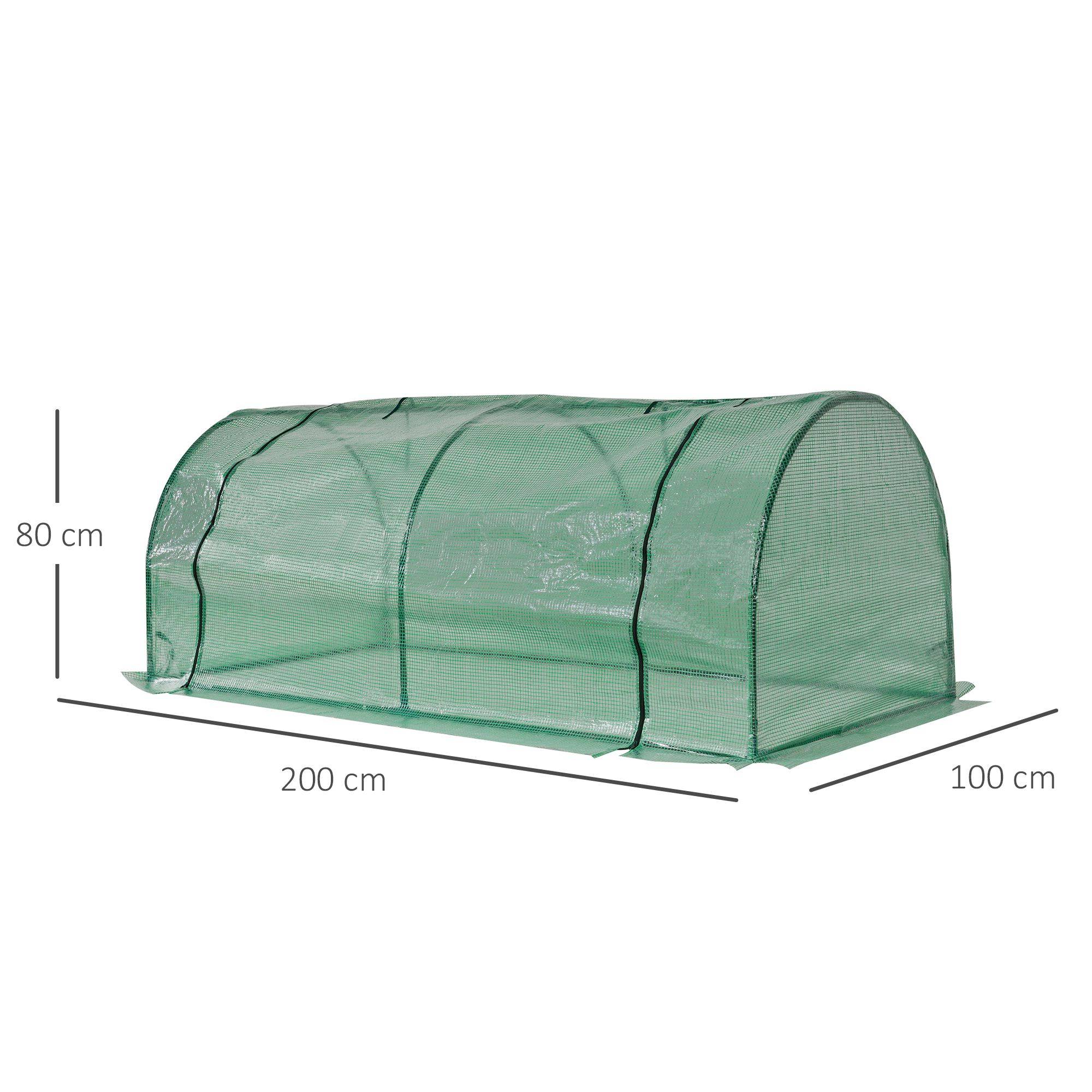 Mini serre potagère en acier pour semis protection gel et intempéries 200x100x80cm vert - ComfortXL Outdoor Living - Image 5