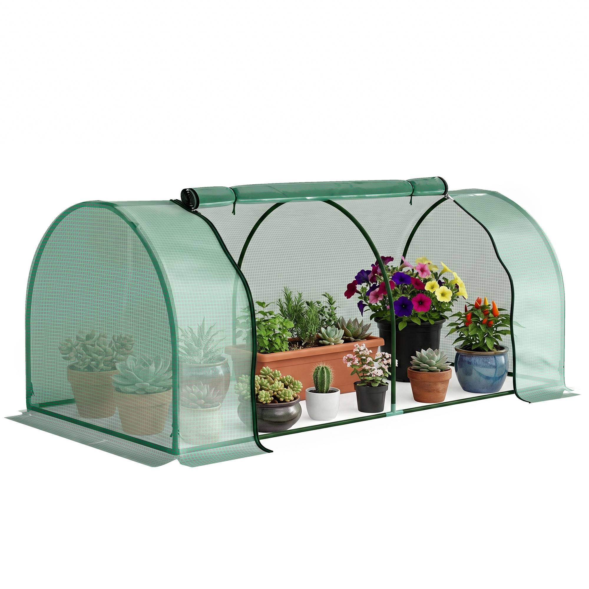 Mini serre potagère en acier pour semis protection gel et intempéries 200x100x80cm vert - ComfortXL Outdoor Living - Image 1