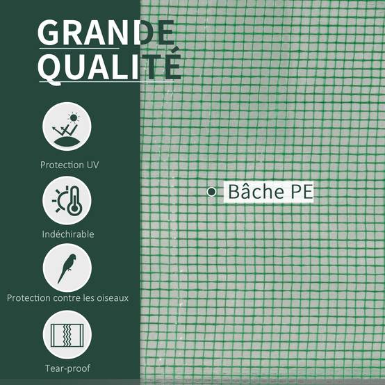Mini serre potagère en acier pour semis protection gel et intempéries 200x100x80cm vert - ComfortXL Outdoor Living - Image 6