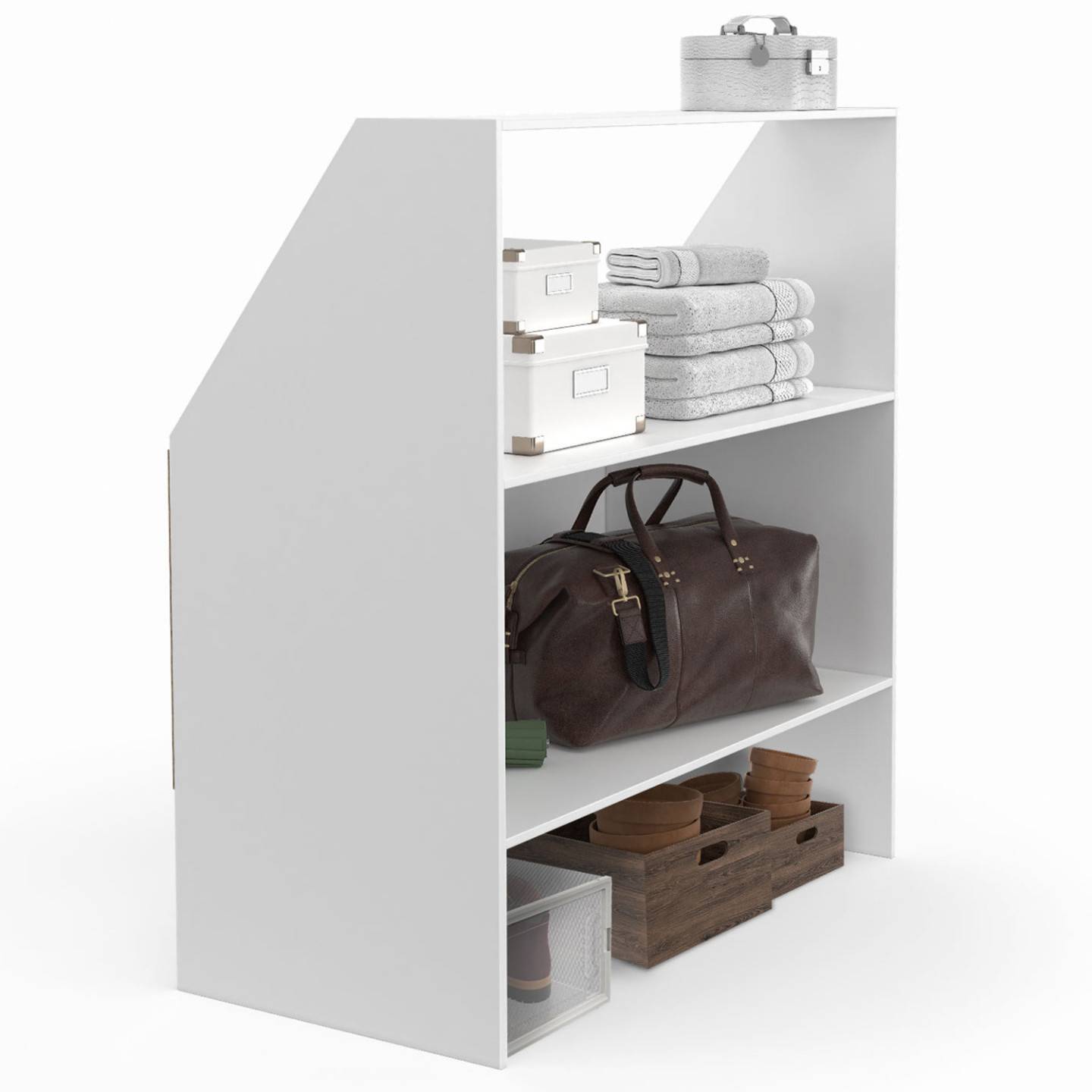 Etagère sous pente 2 niveaux TOMI 100 x 50 x 70/110 cm blanc - Image 2