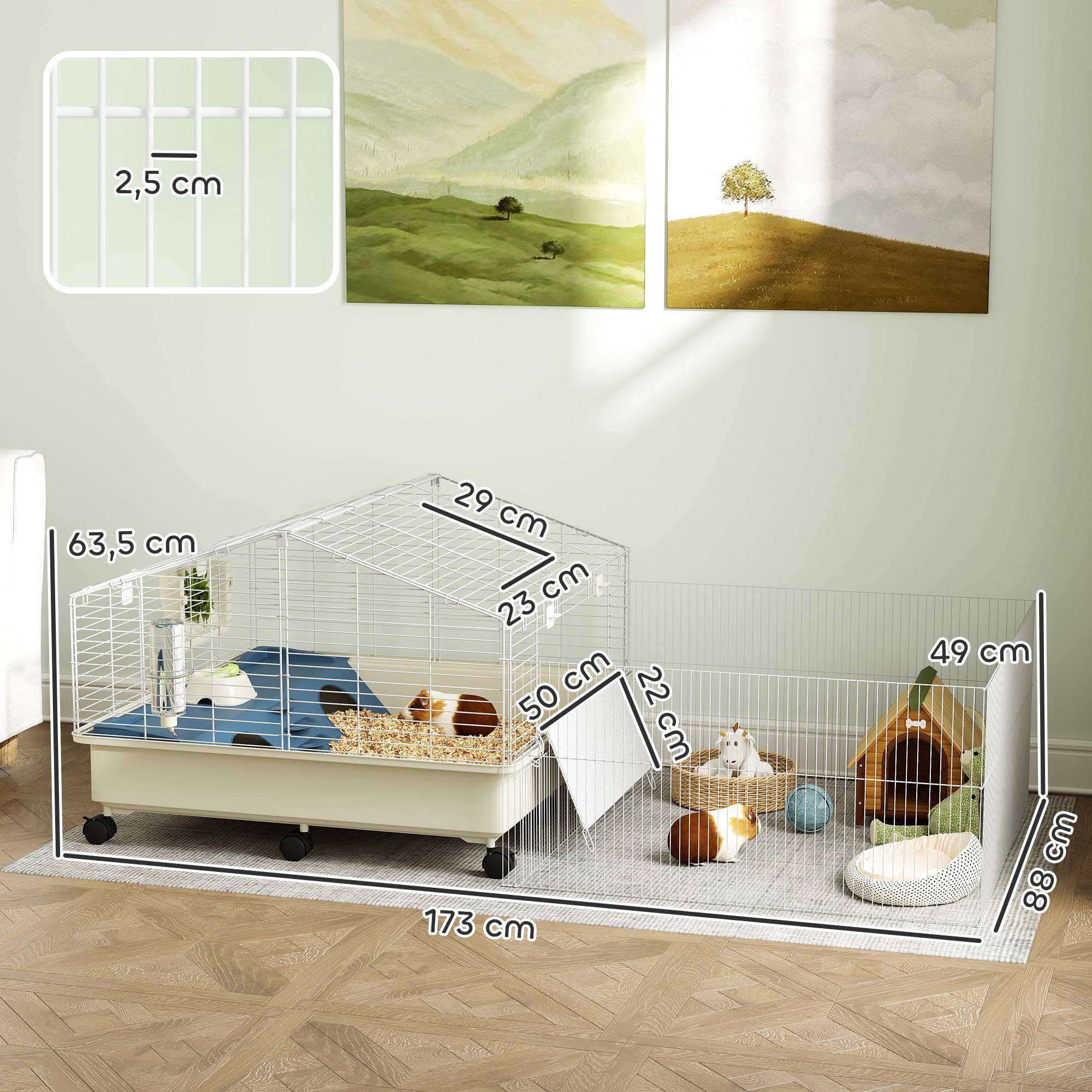 Sans Marque - Cage petits animaux balcon rampe mangeoire biberon 2 niveaux blanc - Image 5
