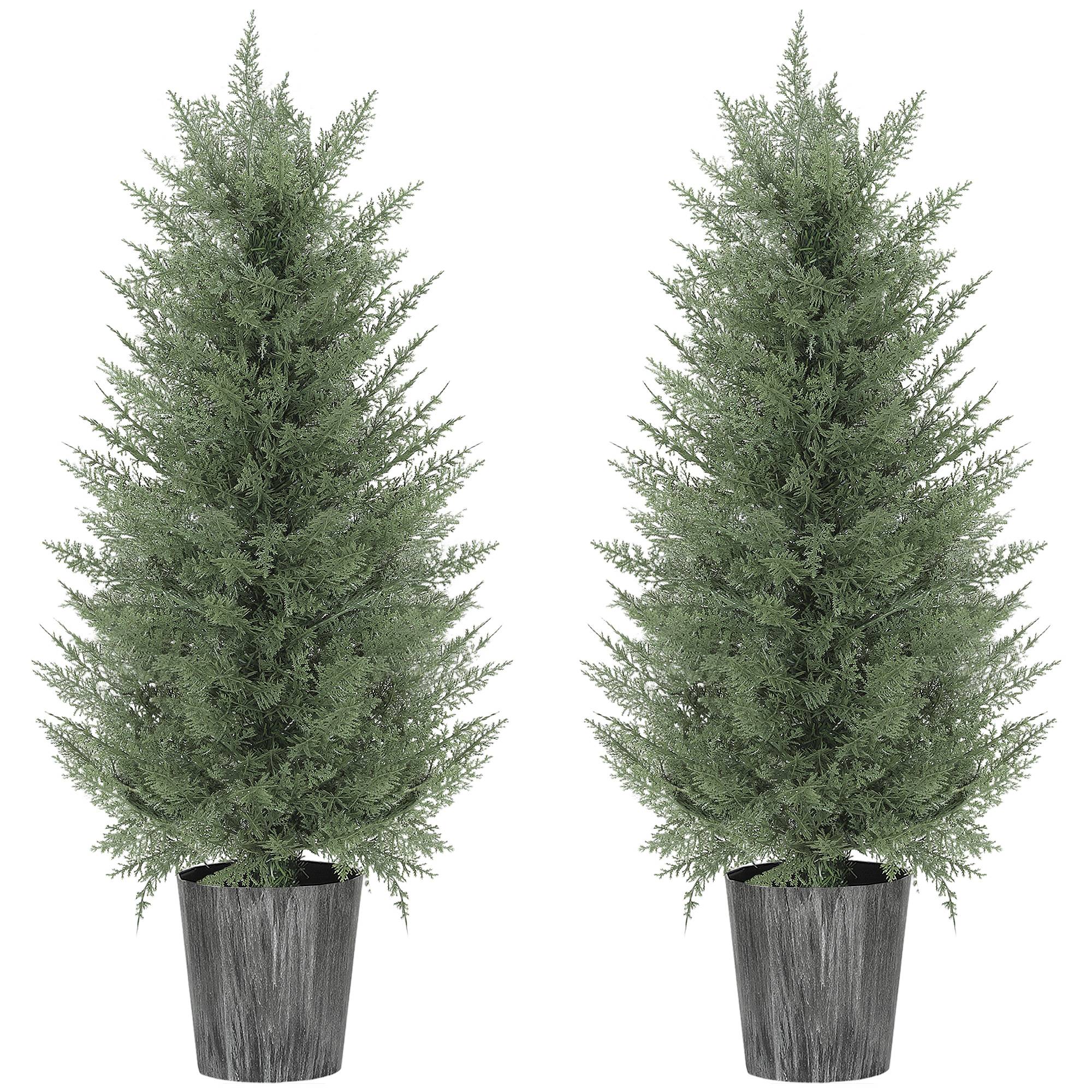 Sans Marque - Lot 2 grands cyprès 90cm, plantes artificielles en pot, 15x15x90 cm, vert - Image 1