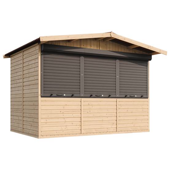 Timbela - Maison de jardin en bois 263 x 336 cm / 6 m² - Étal de marché en bois avec comptoir - Bar jardin - 17 mm d’épaisseur - Timbela M150AZ - Image 4