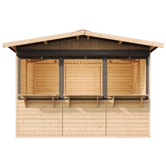 Timbela - Maison de jardin en bois 263 x 336 cm / 6 m² - Étal de marché en bois avec comptoir - Bar jardin - 17 mm d’épaisseur - Timbela M150AZ - Image 2
