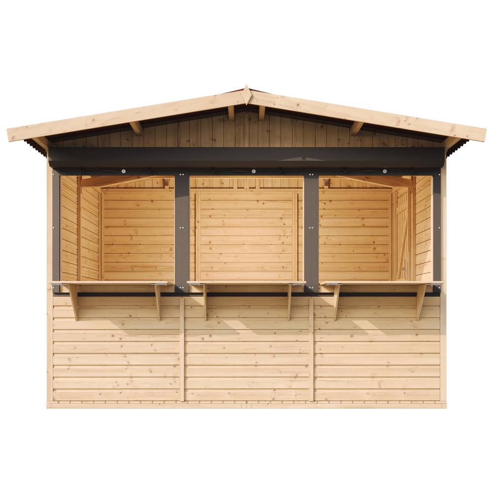 Timbela - Maison de jardin en bois 263 x 336 cm / 6 m² - Étal de marché en bois avec comptoir - Bar jardin - 17 mm d’épaisseur - Timbela M150AZ - Image 2