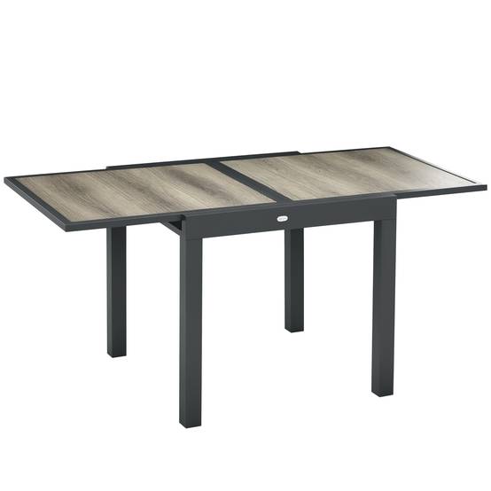 Table extensible aluminium aspect bois 160 x 80 x 75 cm - PANGIVO - Image 1