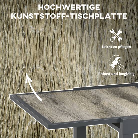 Table extensible aluminium aspect bois 160 x 80 x 75 cm - PANGIVO - Image 8