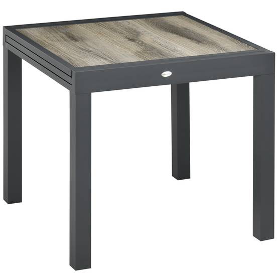 Table extensible aluminium aspect bois 160 x 80 x 75 cm - PANGIVO - Image 2