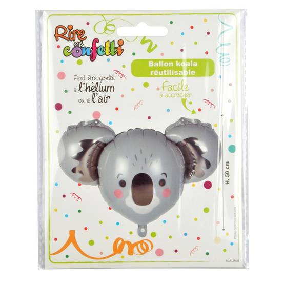 Ballon Gonflable Métallisé "Tête de Koala" 67cm Gris - Image 2
