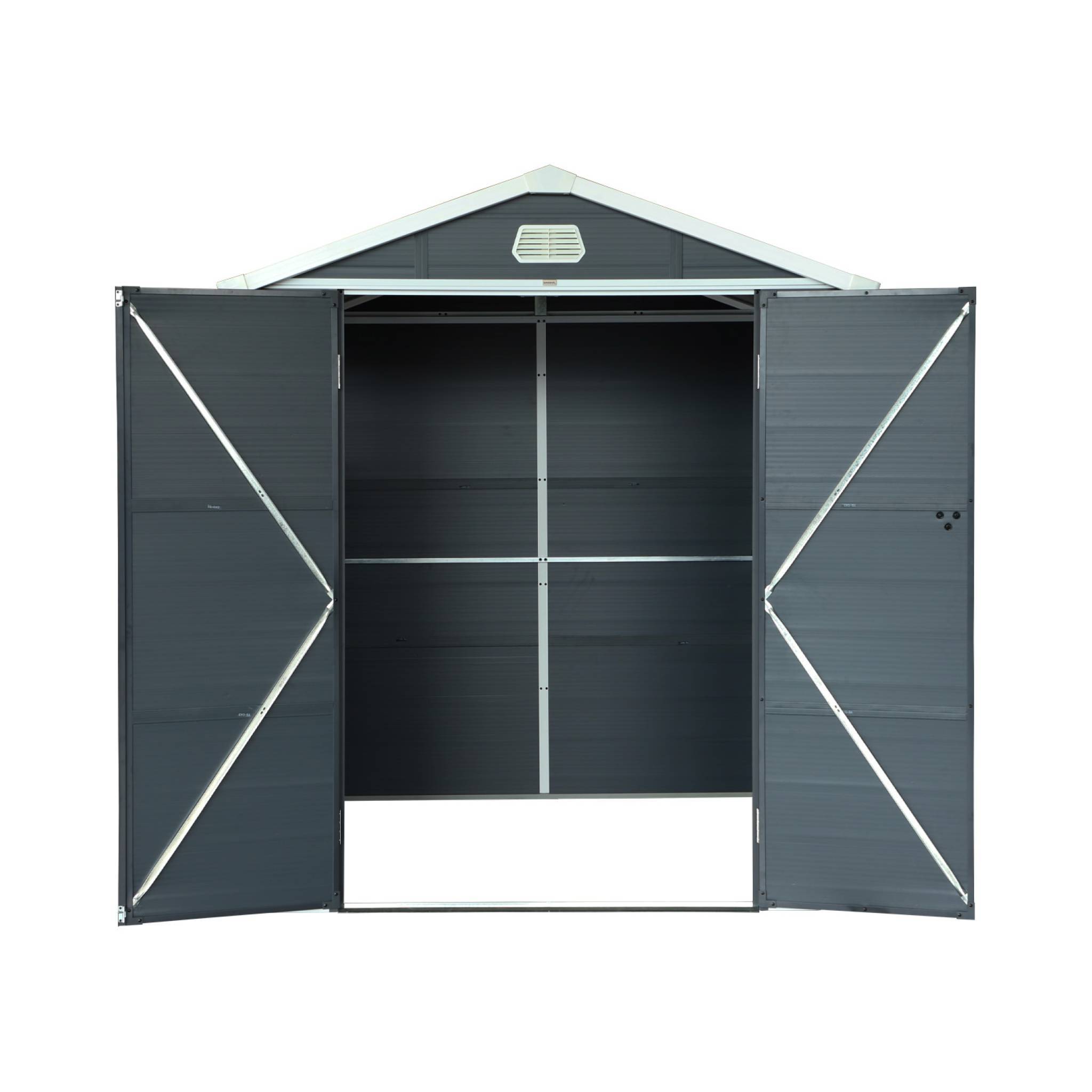sweeek - Abri de jardin plastique 3.65 m². anthracite. acier et aluminium. toiture en double pente et grande porte d'entée. 192 x 190 x 219cm | sweeek - Image 5