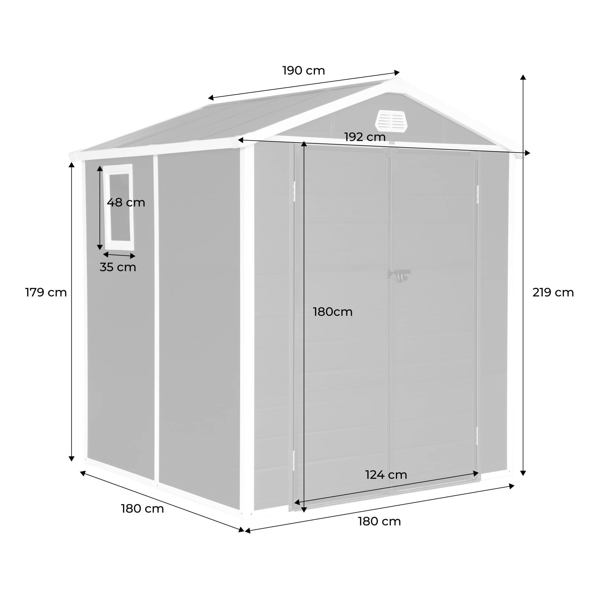 sweeek - Abri de jardin plastique 3.65 m². anthracite. acier et aluminium. toiture en double pente et grande porte d'entée. 192 x 190 x 219cm | sweeek - Image 4