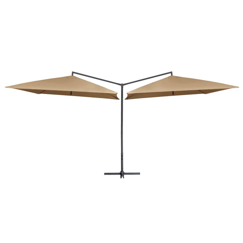 Helloshop26 - Parasol d'extérieur double avec mât en acier 250 x 250 cm taupe - Image 2