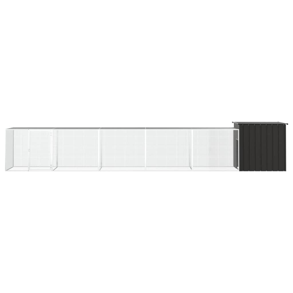 Poulailler Acier Galvanisé Extérieur Volailles Enclos Modulable 600x91x100cm Anthracite - ComfortXL Outdoor Living - Image 3