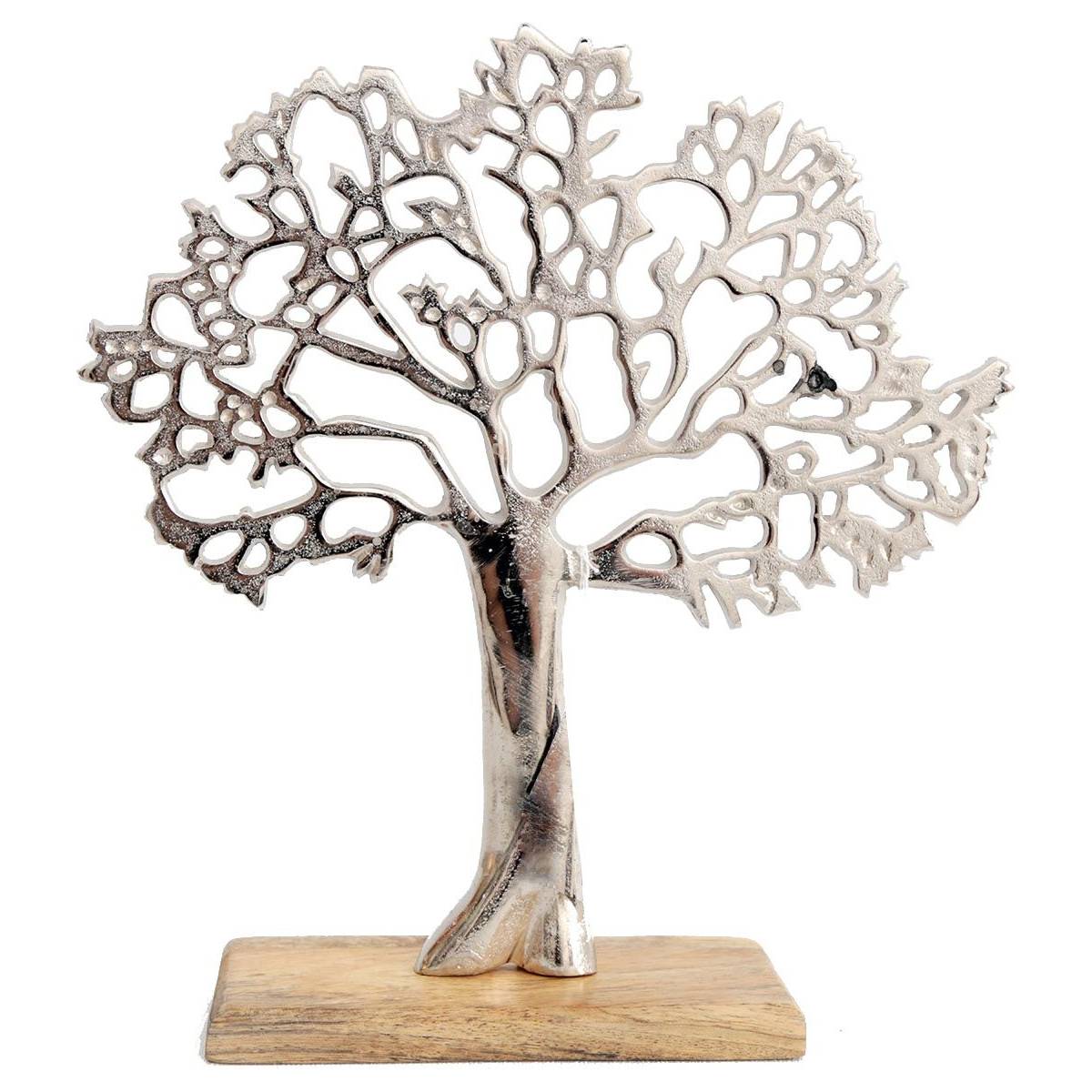 Sil - Arbre décoratif en aluminium et bois de manguier Arbre de vie Taille 2 - Image 1