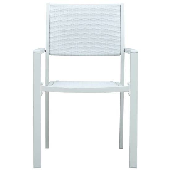 Lot de 4 Chaises de jardin - Chaises d'extérieur - Fauteuils de jardin Blanc Plastique Aspect de rotin - Image 3