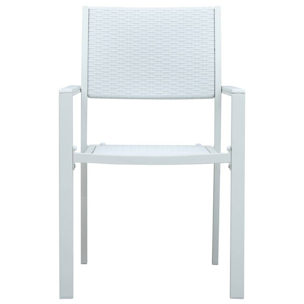 Lot de 4 Chaises de jardin - Chaises d'extérieur - Fauteuils de jardin Blanc Plastique Aspect de rotin - Image 3