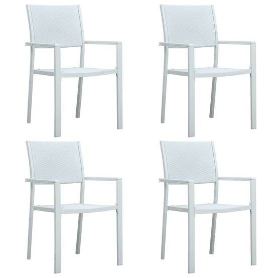 Lot de 4 Chaises de jardin - Chaises d'extérieur - Fauteuils de jardin Blanc Plastique Aspect de rotin - Image 2