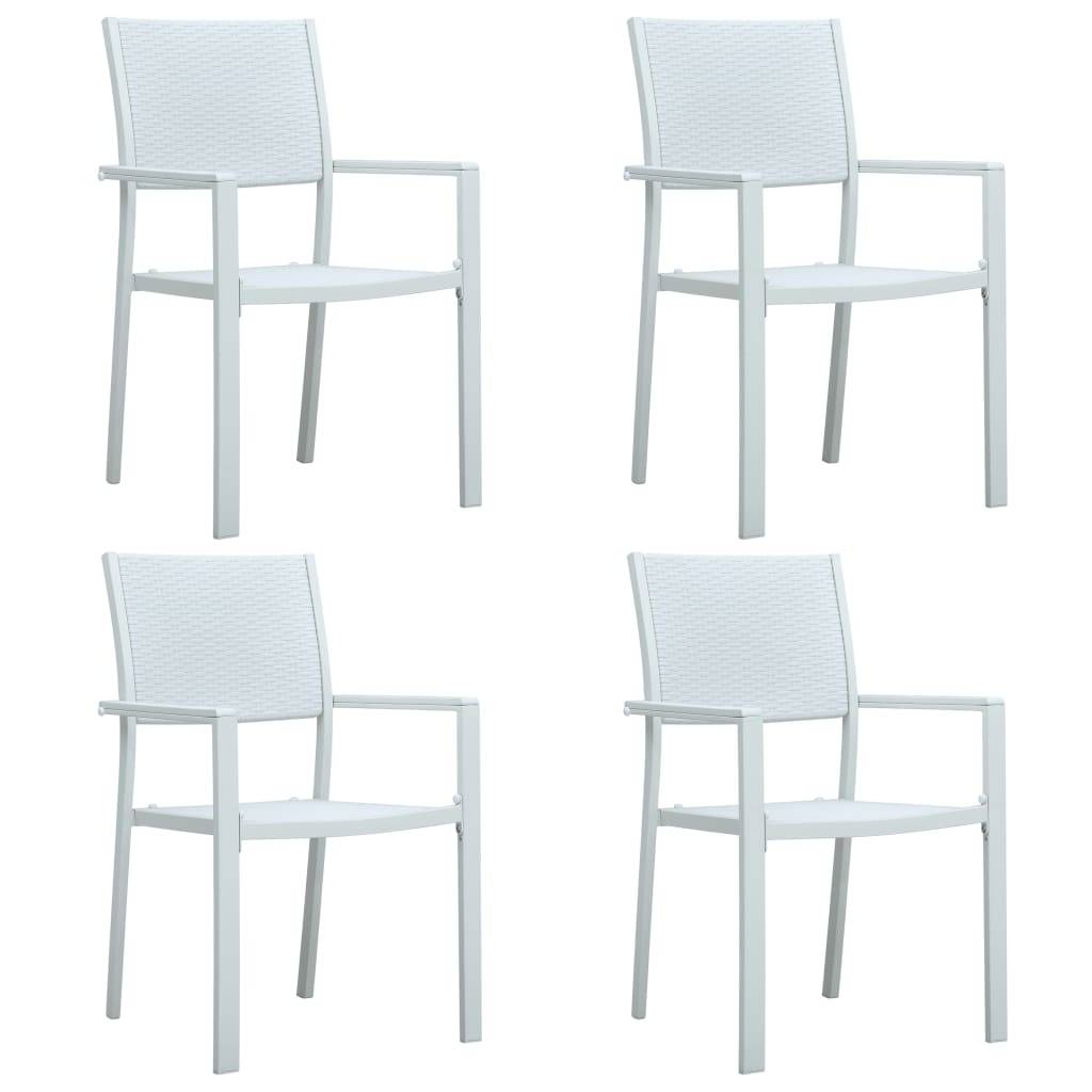 Lot de 4 Chaises de jardin - Chaises d'extérieur - Fauteuils de jardin Blanc Plastique Aspect de rotin - Image 2