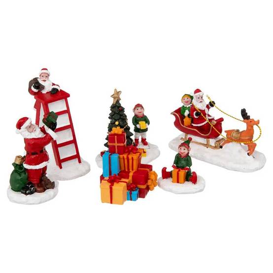 Lot de 6 Personnages Village de Noël "Laponie" 23cm Multicolore