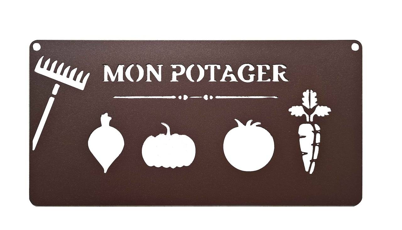 Louis Moulin - Pancarte décorative en métal "Mon potager - 25x12,5cm - fer vieilli - Louis Moulin