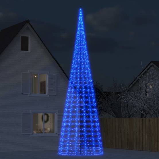 Sapin De Noël - Arbre de Noël lumineux sur mât de drapeau 3000 LED bleu 800 cm - Image 2