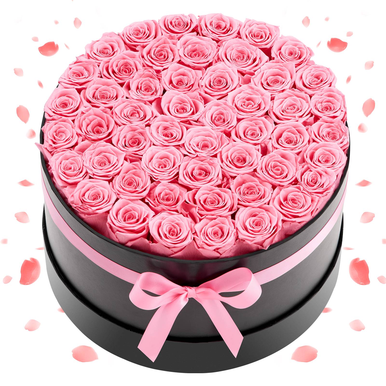 Vevor - VEVOR Rose Éternelle Fleurs Éternelles Préservées 50 PCS Boîte Ronde Rose Doux - Image 1