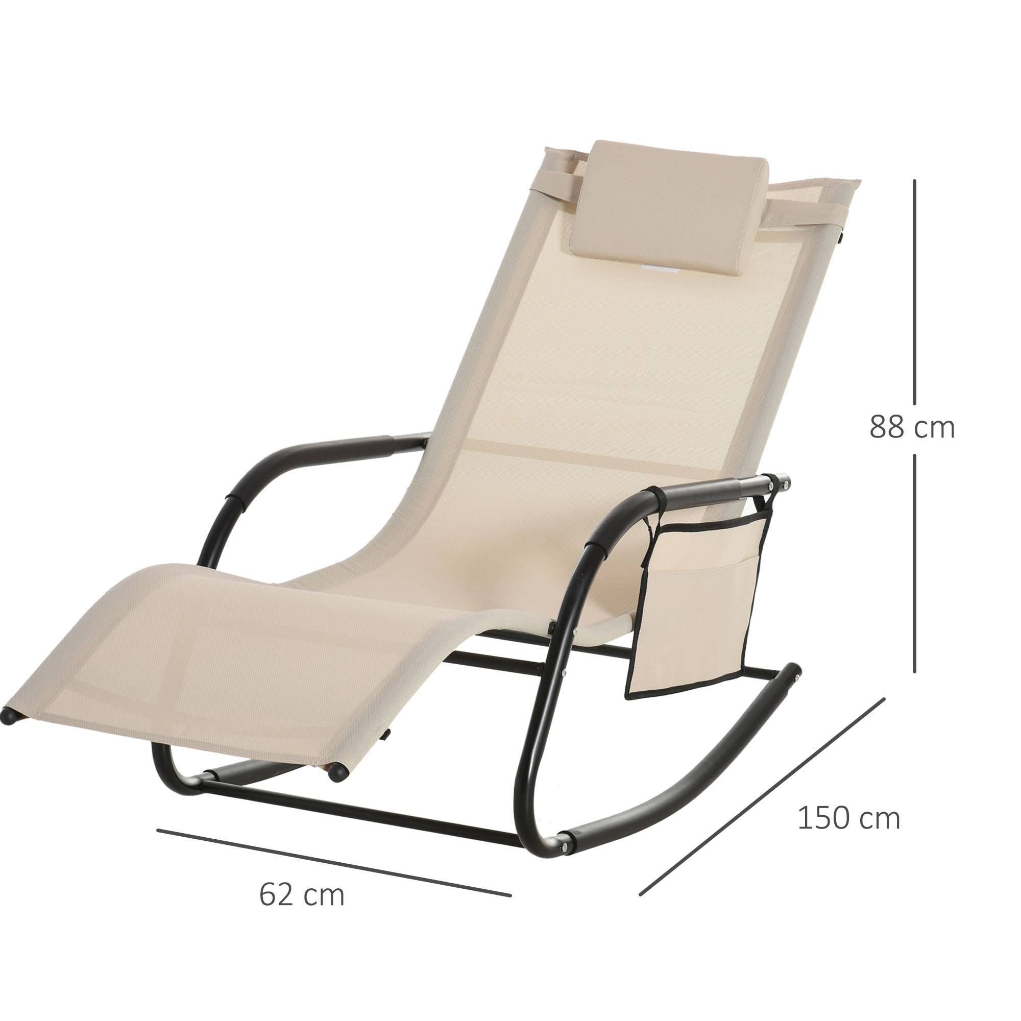 Fauteuil à bascule Chaise de jardin chaise à bascule Métail métallique beige 150x62x88cm pour des heures de détente en plein air - Image 3