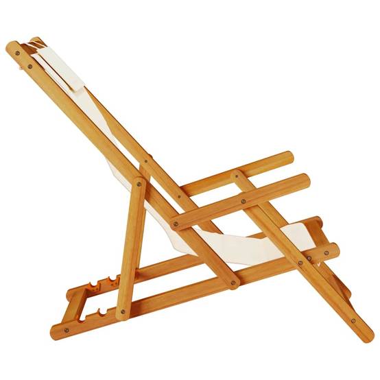 Chaise de plage pliante bois d'acacia crème 61.5 x 110 x 96 cm - PANGIVO - Image 7
