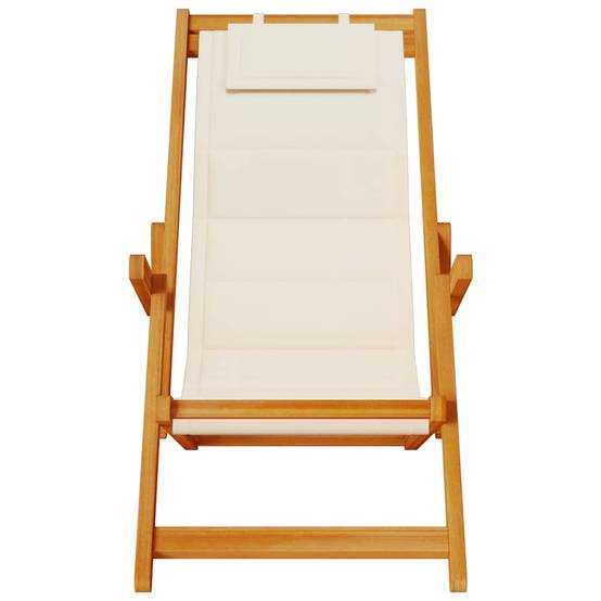 Chaise de plage pliante bois d'acacia crème 61.5 x 110 x 96 cm - PANGIVO - Image 5