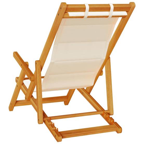 Chaise de plage pliante bois d'acacia crème 61.5 x 110 x 96 cm - PANGIVO - Image 6