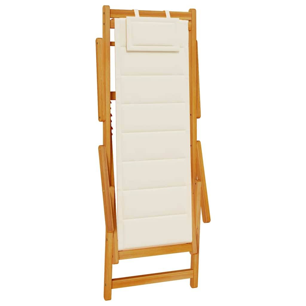 Chaise de plage pliante bois d'acacia crème 61.5 x 110 x 96 cm - PANGIVO - Image 4