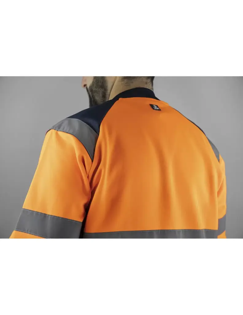 LMA - Sweat haute visibilité à col rond orange fluo/Marine T.L - LMA - 8083 - Image 3