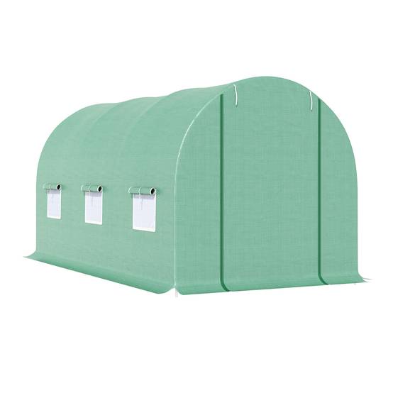 Serre tunnel 4,5 m² 2x2x2 m en acier galvanisé renforcé avec 6 fenêtres et porte pour jardin potager verte - Image 2