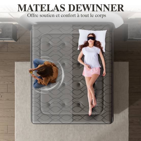 Matelas à Ressorts 140x200cm, 30cm Épaisseur, Matelas de luxe, Confort, 7 Zones Ergonomique - Image 6