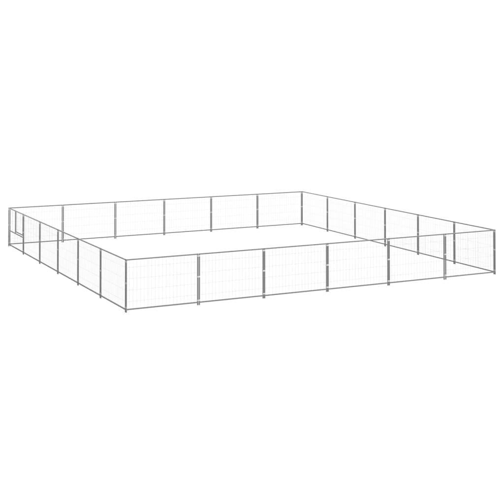 Helloshop26 - Chenil extérieur cage enclos parc animaux chien argenté 36 m² acier - Image 1