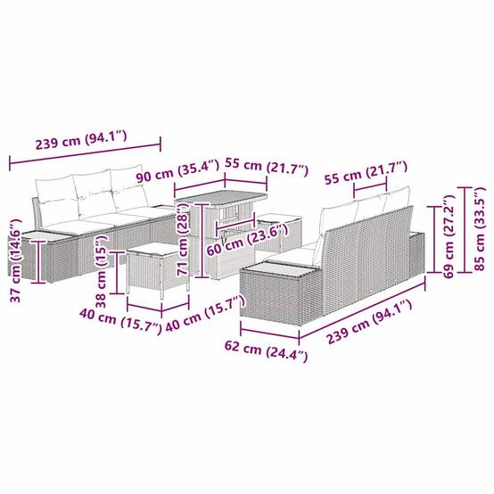 ComfortXL - Salon de jardin d'angle 8 personnes en polyrotin modulable pour grande terrasse Beige – ComfortXL Outdoor Living - Image 4