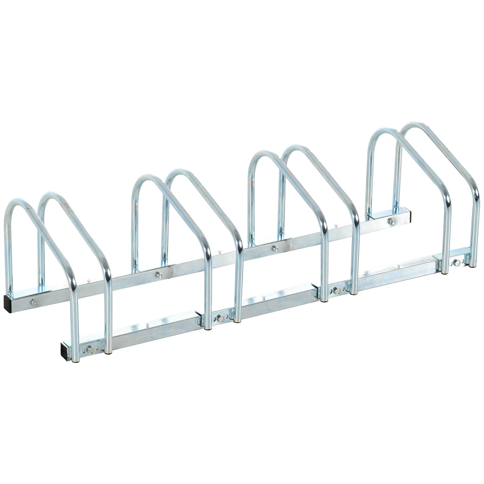 Porte-vélos 4 vélos en acier galvanisé argenté 110 cm, fixation murale ou au sol, support de rangement - Image 2