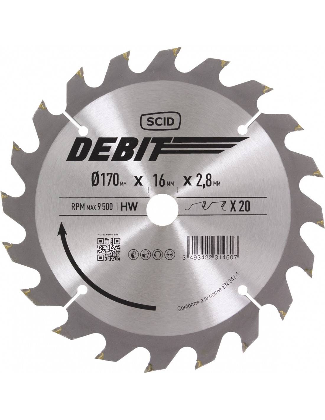 Lame Scie Circulaire 170mm 20 Dents Coupe Rapide Bois, Dents Alternées, ø170mm - Nan