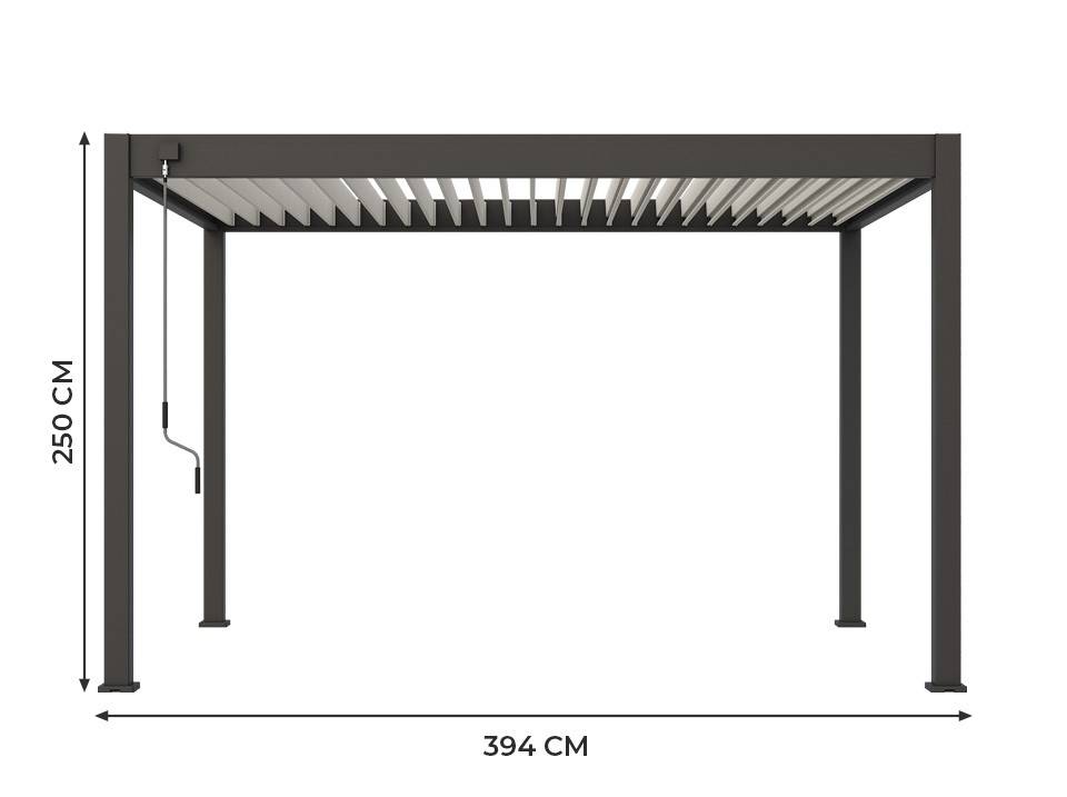 Pergola Bioclimatique Aluminium Autoportée 12m² - 3x4m Deux Stores - Anthracite - 25 Lames Inclinables 120 degrés - ECLIPSE - Image 2