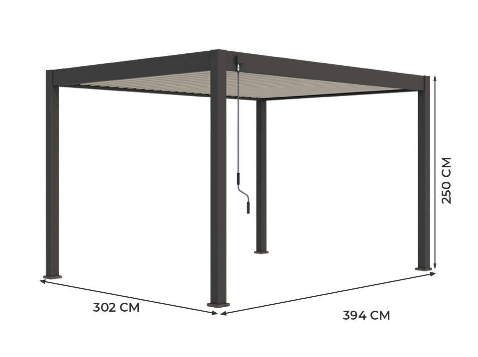 Pergola Bioclimatique Aluminium Autoportée 12m² - 3x4m Deux Stores - Anthracite - 25 Lames Inclinables 120 degrés - ECLIPSE - Image 3
