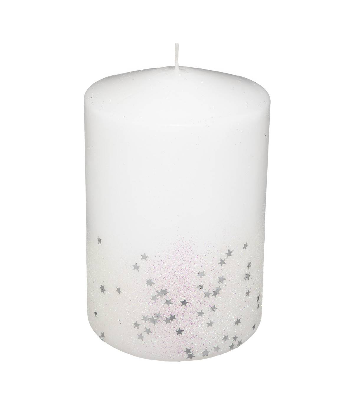 Fééric Lights & Christmas - Bougie Blanche pailletée et étoilée H 15 cm 900G - Image 1