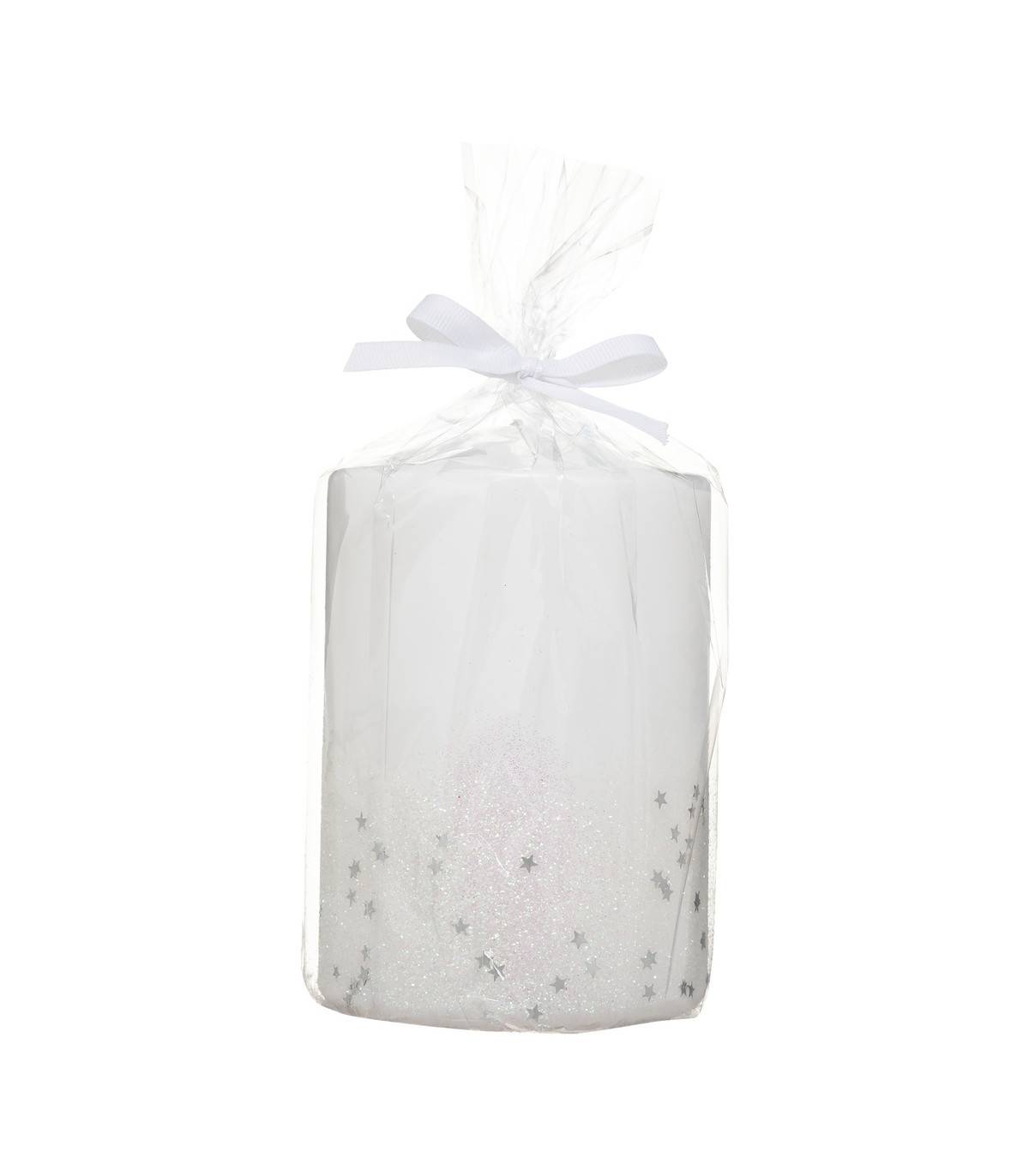 Fééric Lights & Christmas - Bougie Blanche pailletée et étoilée H 15 cm 900G - Image 2