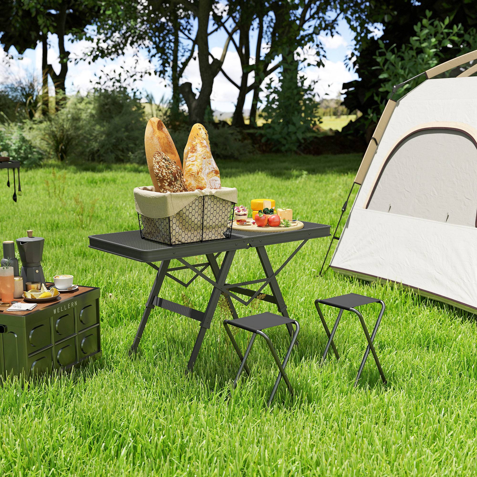 Table de camping pliante aluminium et métal noir 90 x 40.5 x 58 cm - PANGIVO - Image 9