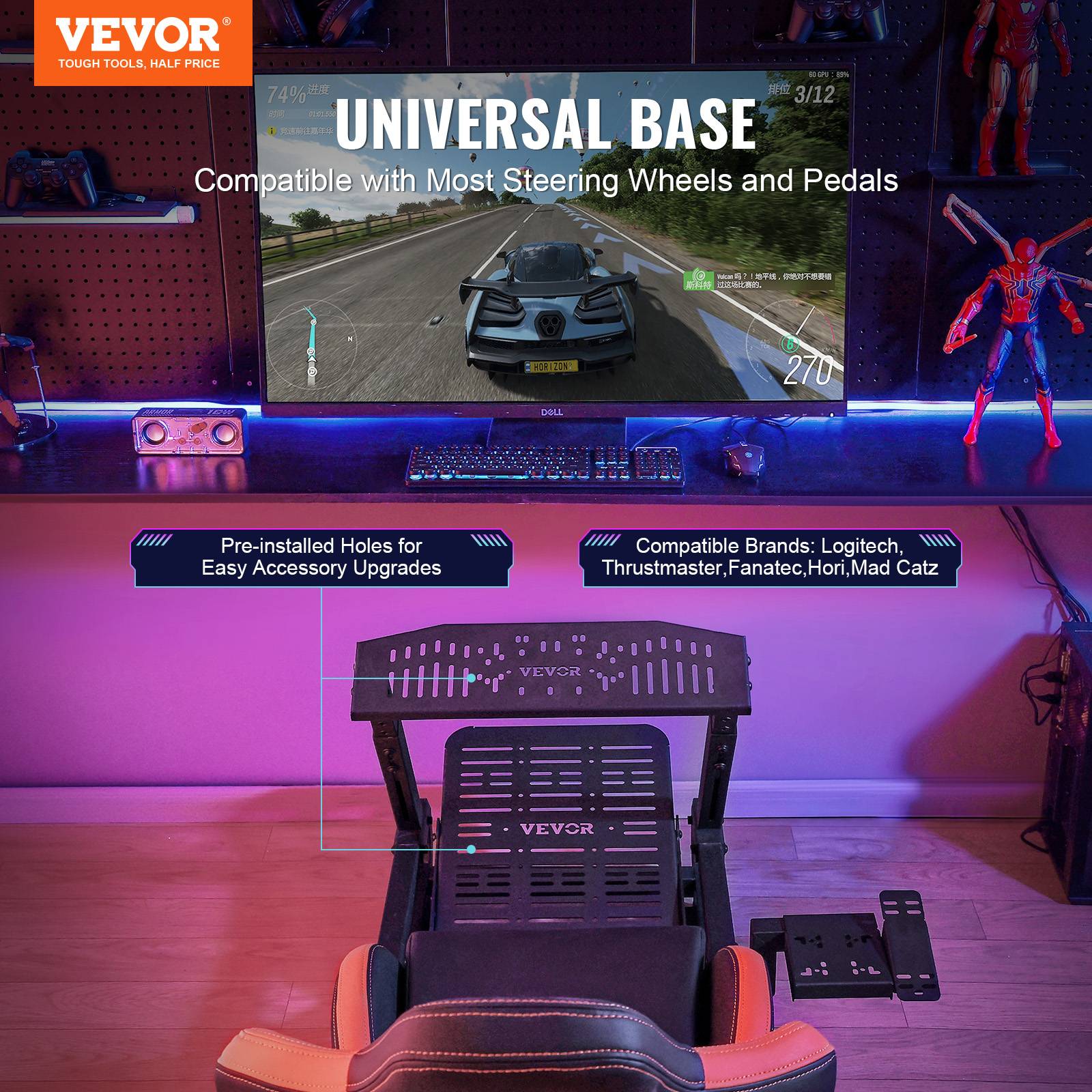 VEVOR Support de volant course robuste pour Logitech G923/G920/G29 charge 150 kg - Image 2