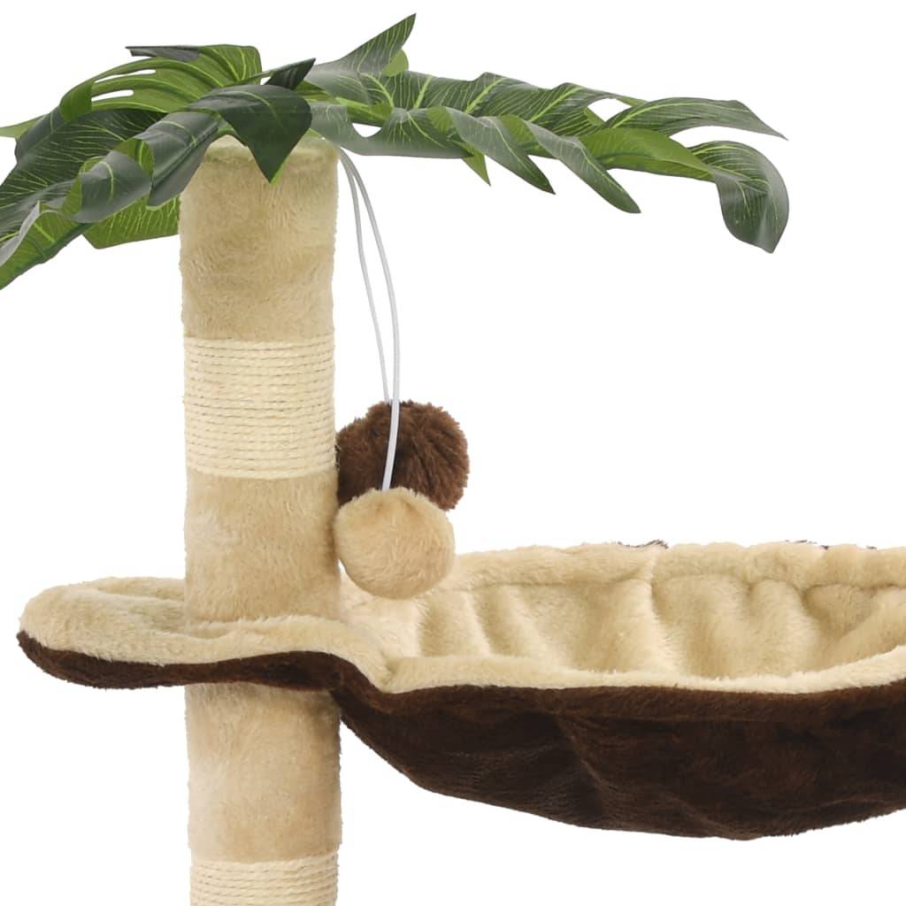 Arbre à chat sisal et peluche beige et marron 44 x 40 x 50 cm - PANGIVO - Image 6