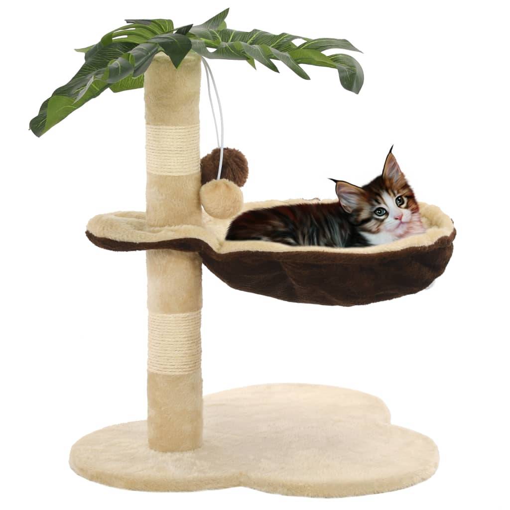 Arbre à chat sisal et peluche beige et marron 44 x 40 x 50 cm - PANGIVO - Image 1
