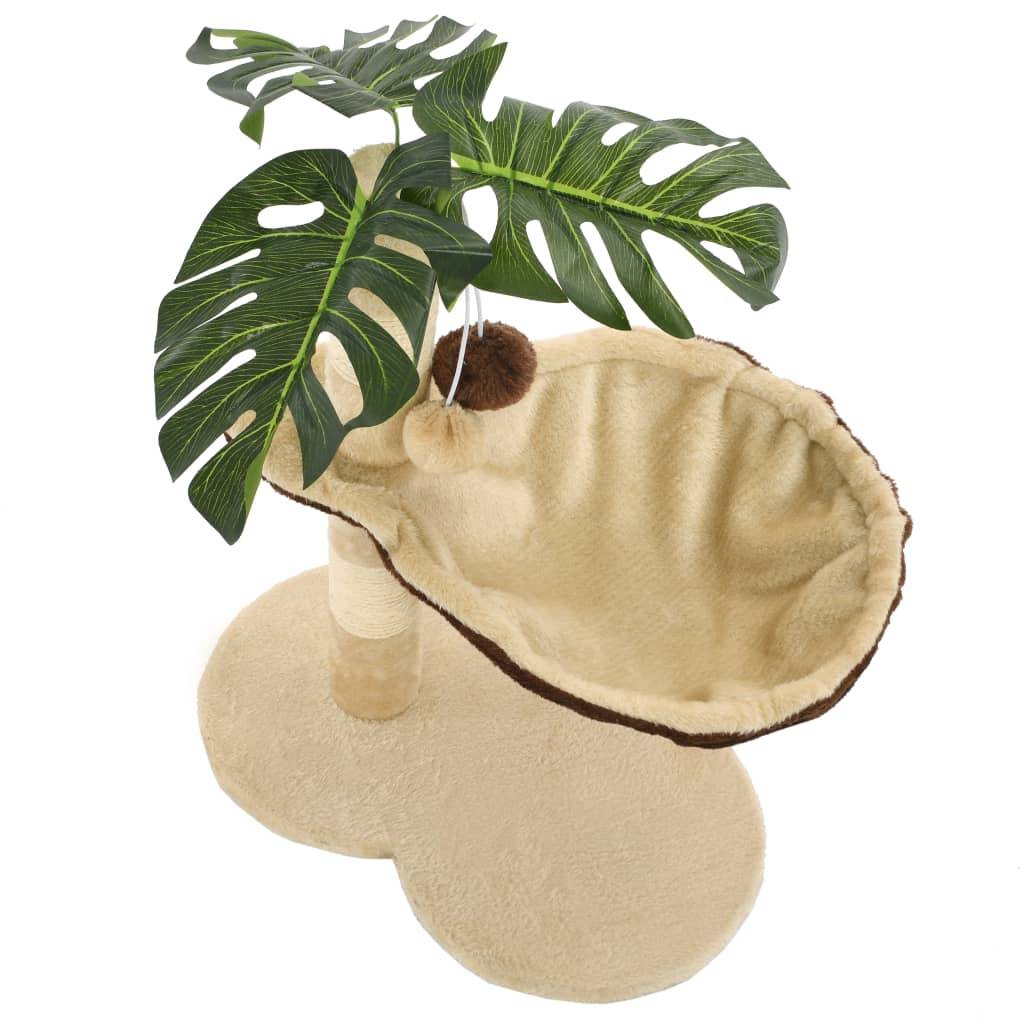 Arbre à chat sisal et peluche beige et marron 44 x 40 x 50 cm - PANGIVO - Image 5